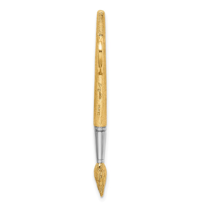 Million Charms 14K Yellow Gold Themed With Rhodium-Plated 3-D Water Paint Brush Charm