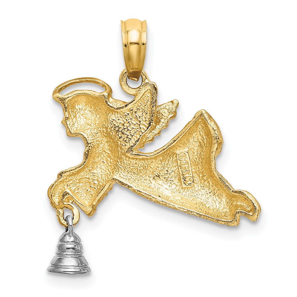 Million Charms 14K With Rhodium-Plated & 2-D Flying Angel With Moveable Bell Charm