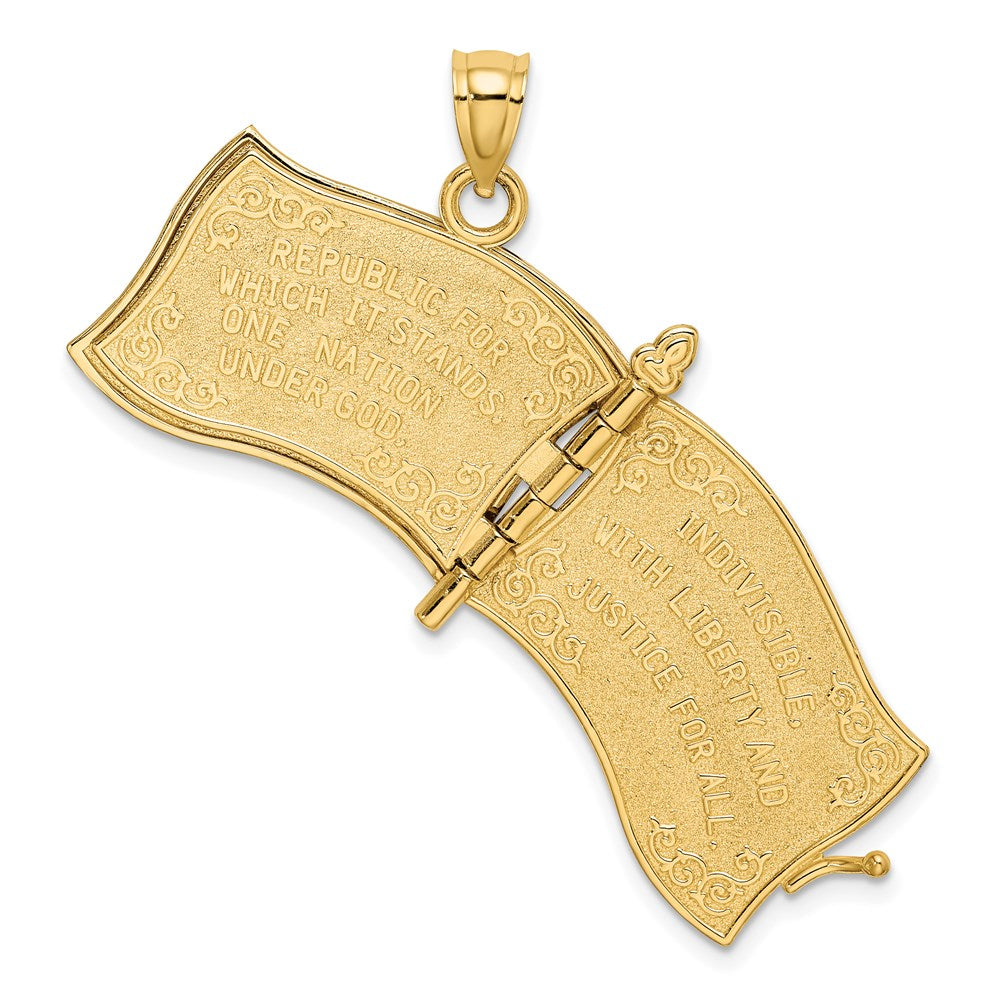 Million Charms 14K Yellow Gold Themed With Rhodium-Plated 3-D Pledge Of Allegiance Flag Book Moveable Charm