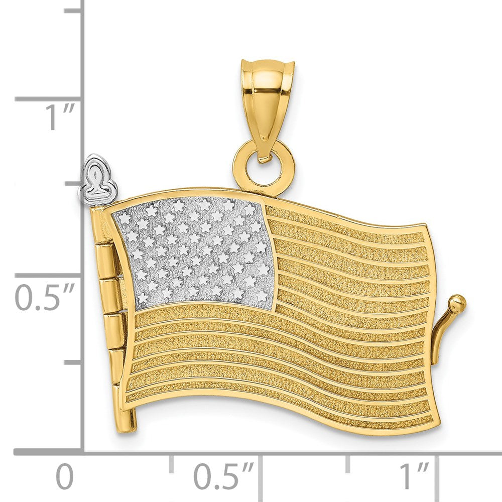 Million Charms 14K Yellow Gold Themed With Rhodium-Plated 3-D Pledge Of Allegiance Flag Book Moveable Charm