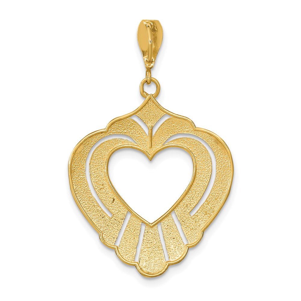 Million Charms 14K Yellow Gold Themed With Rhodium-Plated Cut-Out Heart Charm