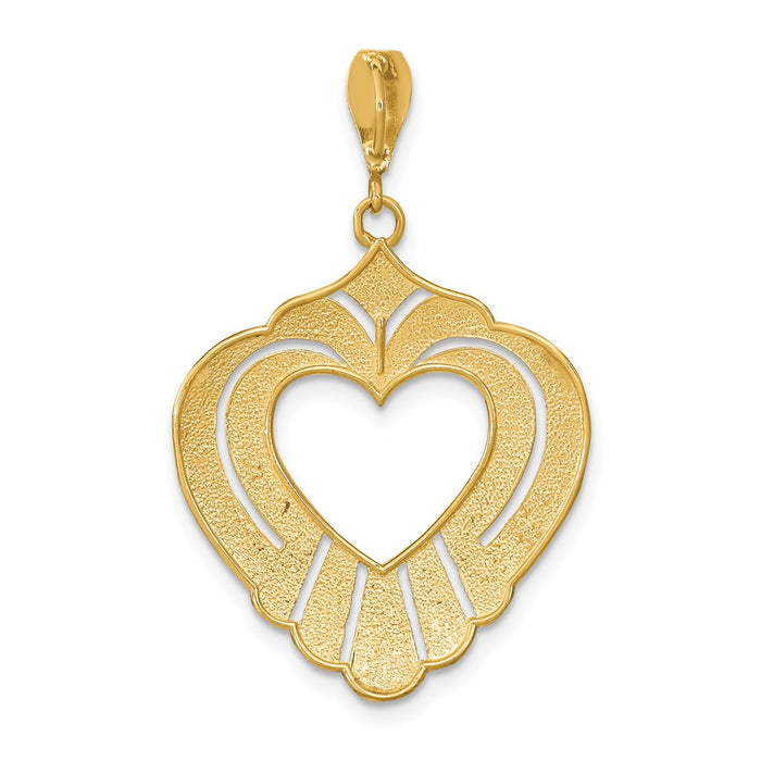 Million Charms 14K Yellow Gold Themed With Rhodium-Plated Cut-Out Heart Charm