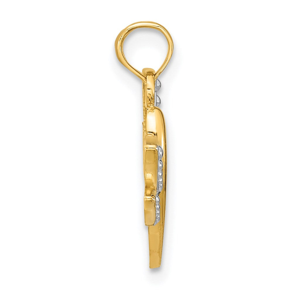 Million Charms 14K Yellow Gold Themed With Rhodium-Plated Textured Dragonfly Charm