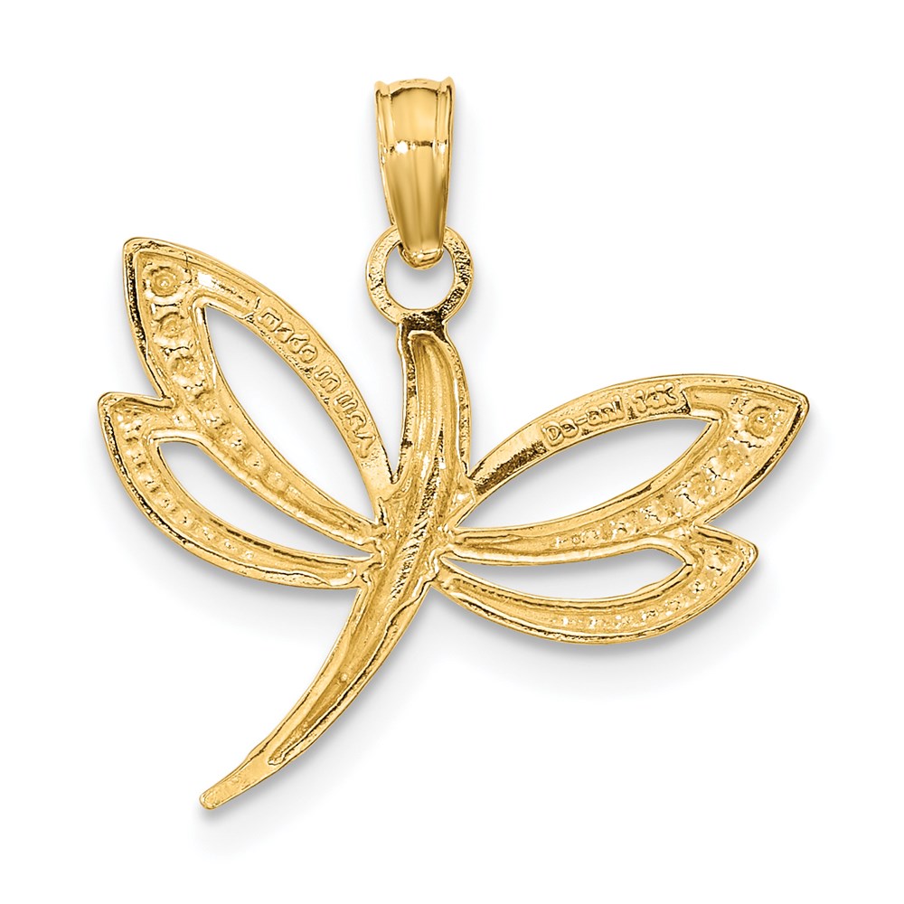 Million Charms 14K Yellow Gold Themed With Rhodium-Plated Textured Dragonfly Charm