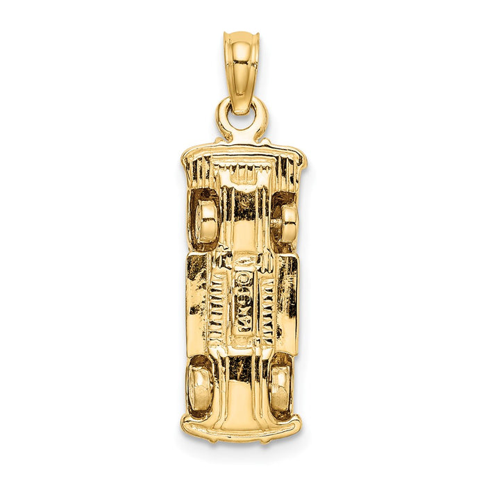 Million Charms 14K Yellow Gold Themed With Rhodium-plated 3-D Taxi Cab With Moveable Tires Charm