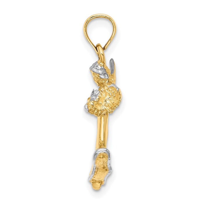 Million Charms 14K Yellow Gold Themed With Rhodium-Plated 3-D Angel Playing Violin Charm