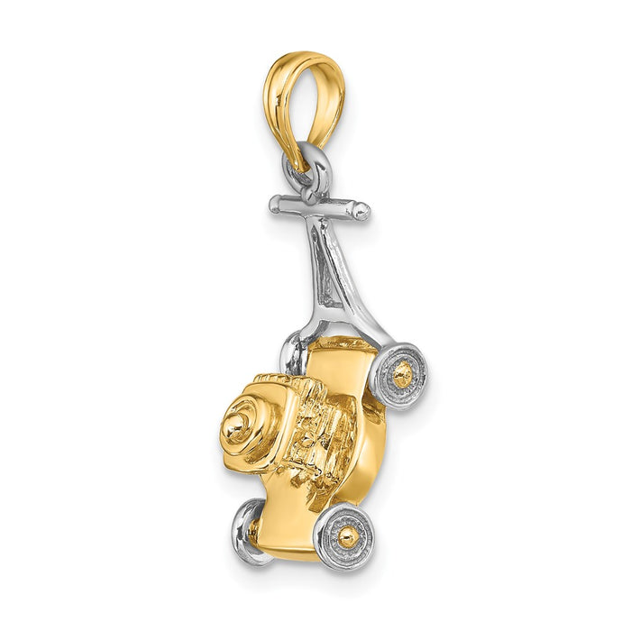 Million Charms 14K With Rhodium-plated 3-D Lawn Mower Charm