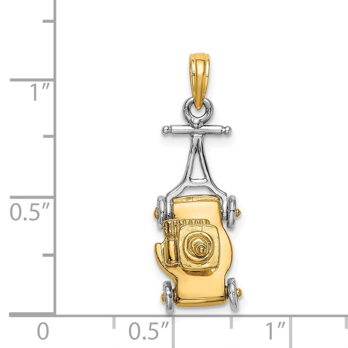 Million Charms 14K With Rhodium-plated 3-D Lawn Mower Charm