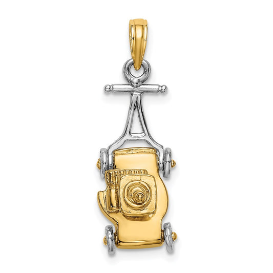 Million Charms 14K With Rhodium-plated 3-D Lawn Mower Charm