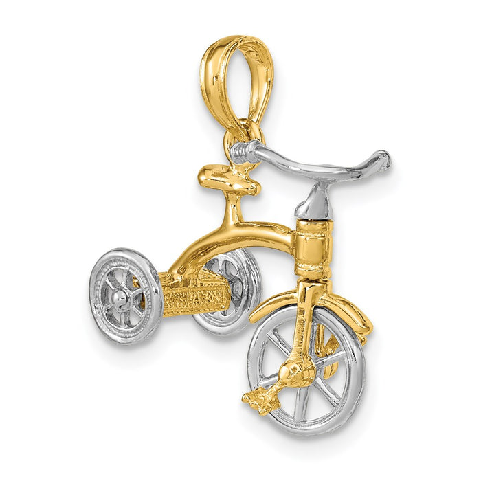 Million Charms 14K 3-D Tricycle With Moveable Handlebars & Wheels Charm