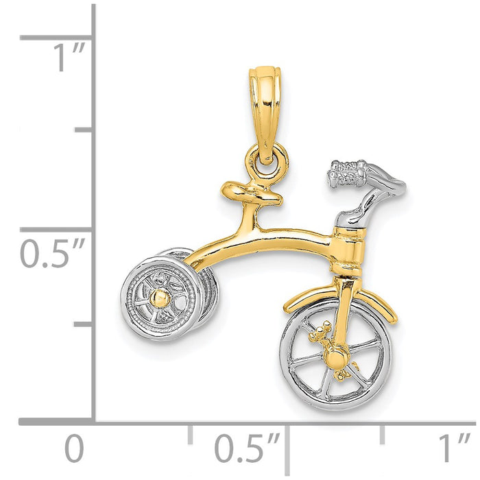 Million Charms 14K 3-D Tricycle With Moveable Handlebars & Wheels Charm