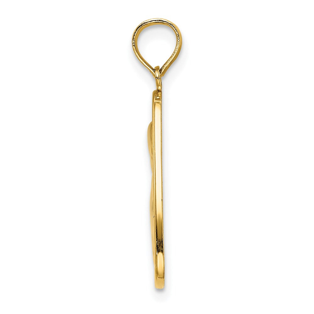 Million Charms 14K Yellow Gold Themed With Rhodium-Plated Angel Praying With Halo On Triangle Disc