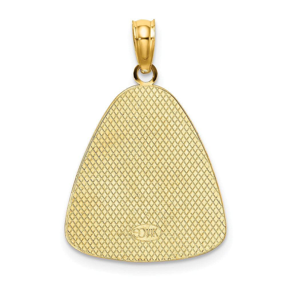 Million Charms 14K Yellow Gold Themed With Rhodium-Plated Angel Praying With Halo On Triangle Disc