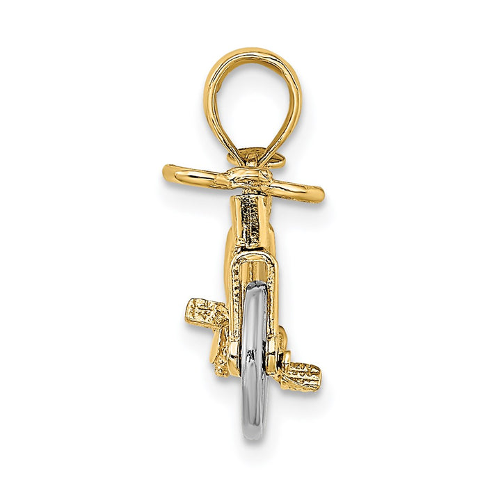 Million Charms 14K Two-Tone 3-D Bicycle With Moveabel Tires Charm