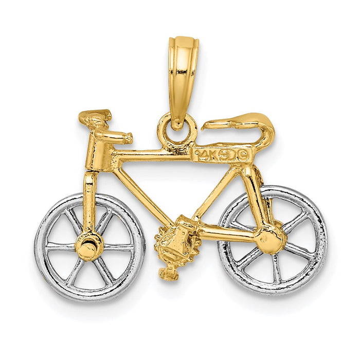 Million Charms 14K Two-Tone 3-D Bicycle With Moveabel Tires Charm