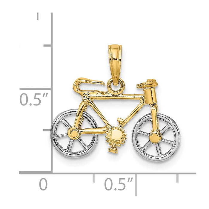 Million Charms 14K Two-Tone 3-D Bicycle With Moveabel Tires Charm