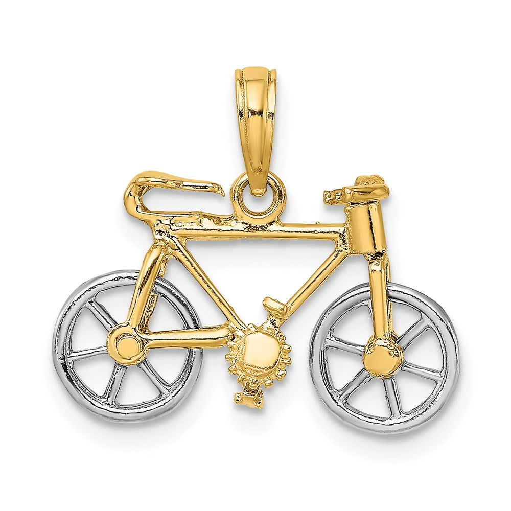 Million Charms 14K Two-Tone 3-D Bicycle With Moveabel Tires Charm