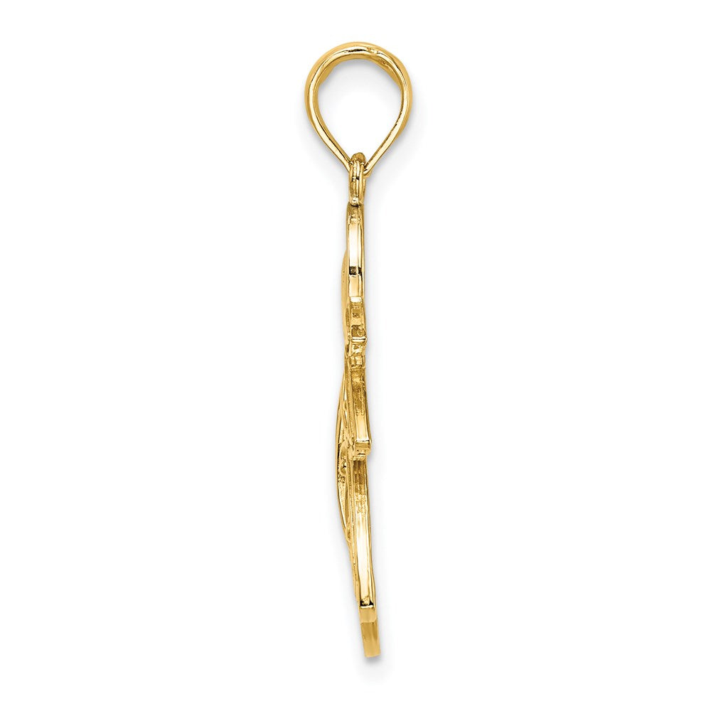 Million Charms 14K Yellow Gold Themed With Rhodium-Plated Flying Angel Charm