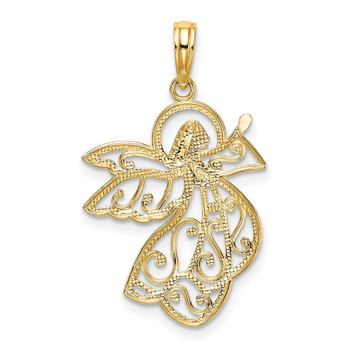 Million Charms 14K Yellow Gold Themed With Rhodium-Plated Flying Angel Charm