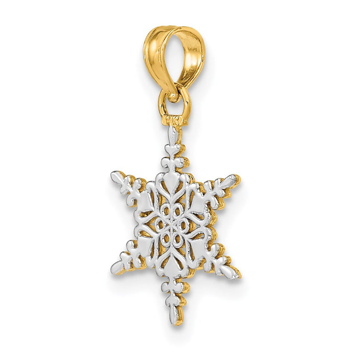 Million Charms 14K Two-Tone Gold Themed Snowflake Pendant