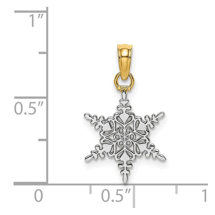 Million Charms 14K Two-Tone Gold Themed Snowflake Pendant