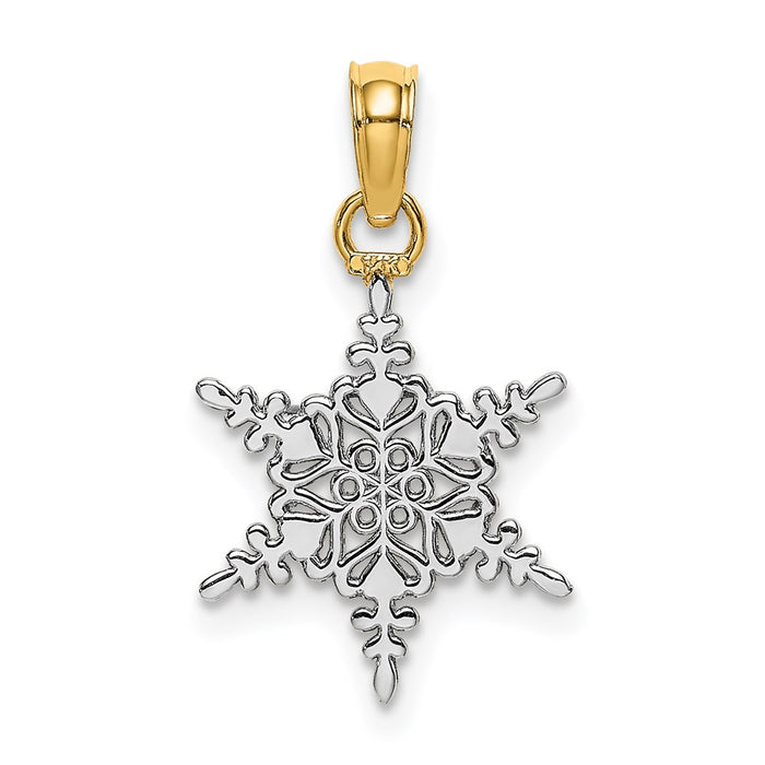 Million Charms 14K Two-Tone Gold Themed Snowflake Pendant