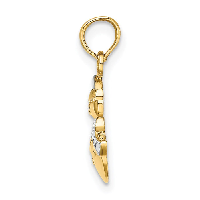 Million Charms 14K Yellow Gold Themed With Rhodium-Plated 2-D Scarf & Hat Snowman Charm