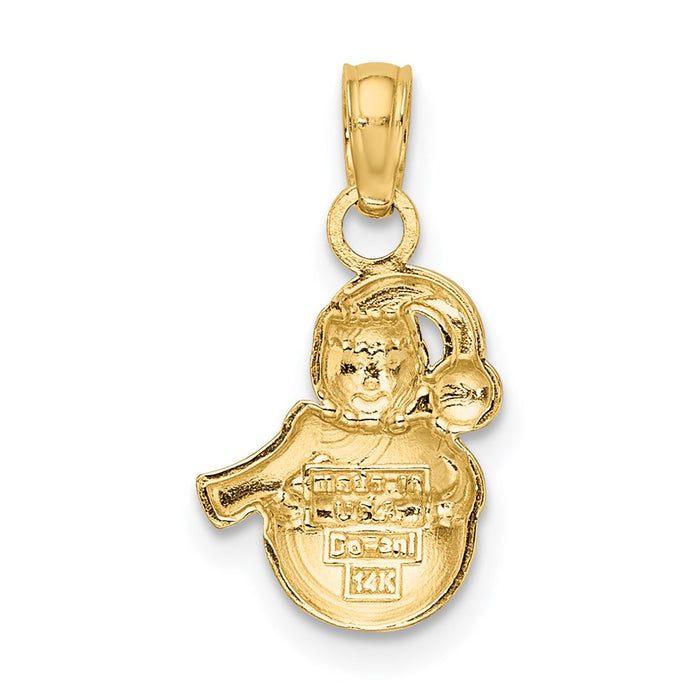 Million Charms 14K Yellow Gold Themed With Rhodium-Plated 2-D Scarf & Hat Snowman Charm