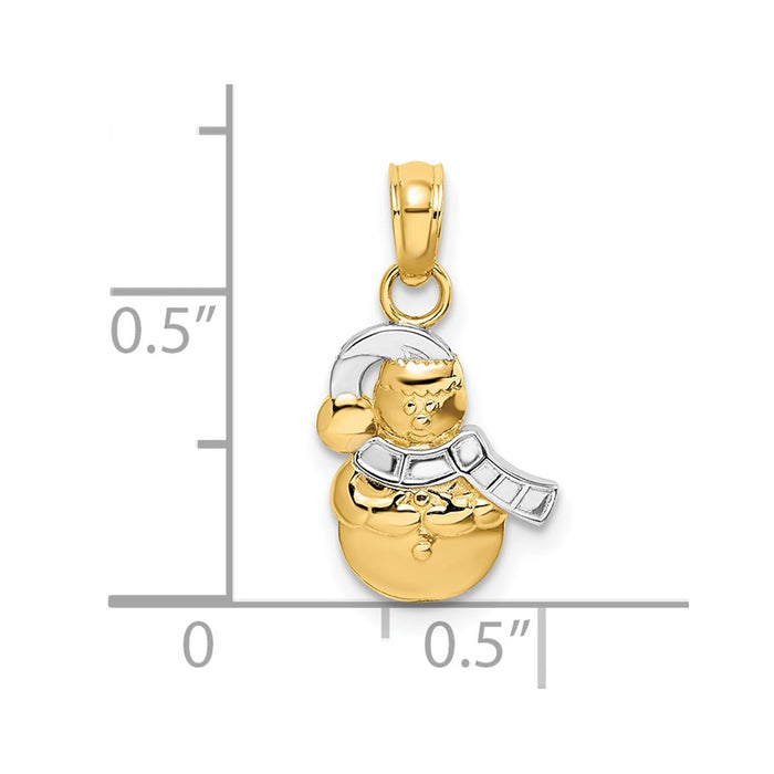 Million Charms 14K Yellow Gold Themed With Rhodium-Plated 2-D Scarf & Hat Snowman Charm
