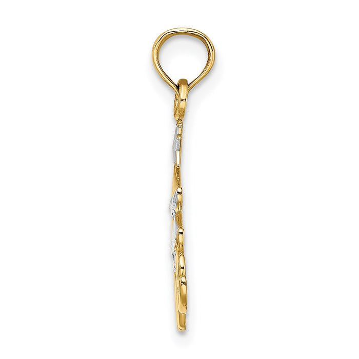 Million Charms 14K Yellow Gold Themed With Rhodium-Plated Christmas Tree Charm