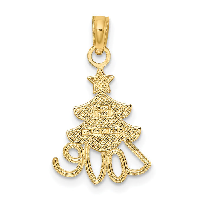 Million Charms 14K Yellow Gold Themed With Rhodium-Plated Christmas Tree Charm