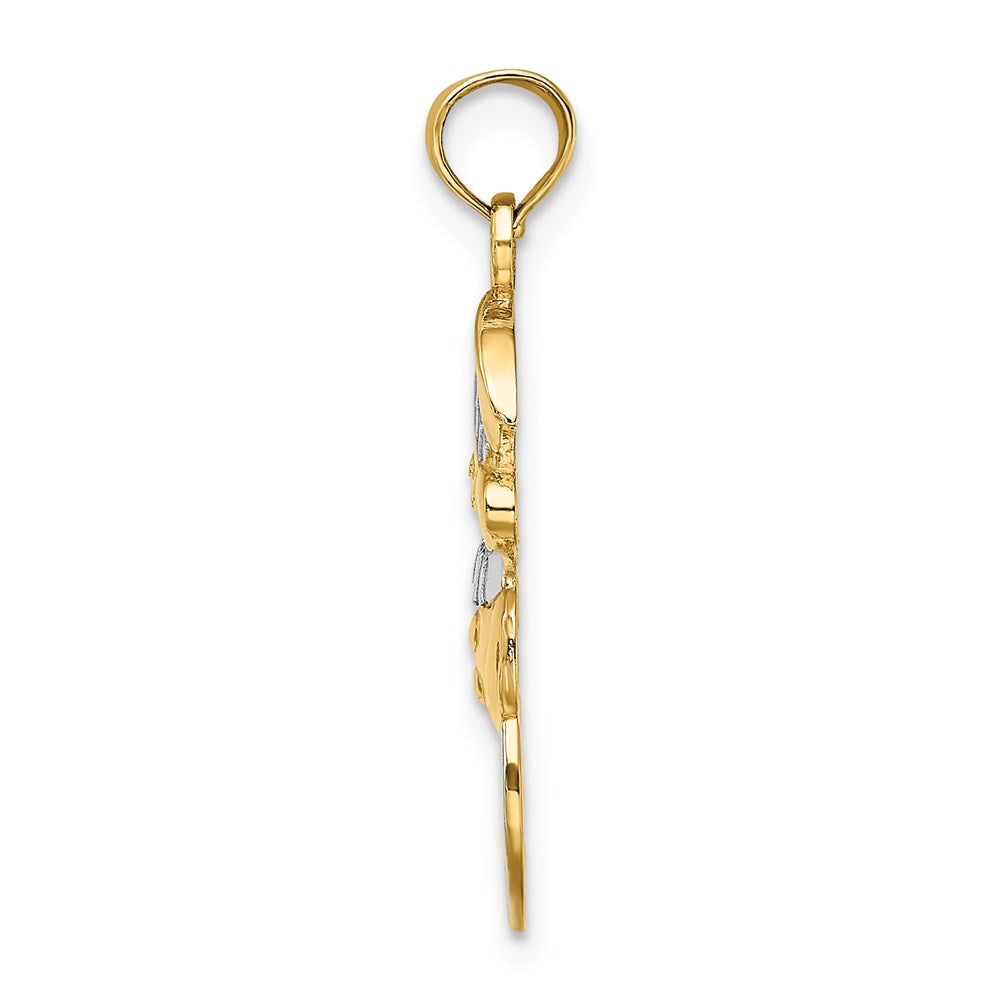 Million Charms 14K Yellow Gold Themed, Rhodium-plated Snowman With Joy Pendant