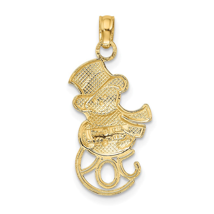 Million Charms 14K Yellow Gold Themed, Rhodium-plated Snowman With Joy Pendant