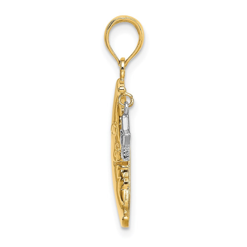 Million Charms 14K With Rhodium-plated Half Moon With Star Moveable Charm
