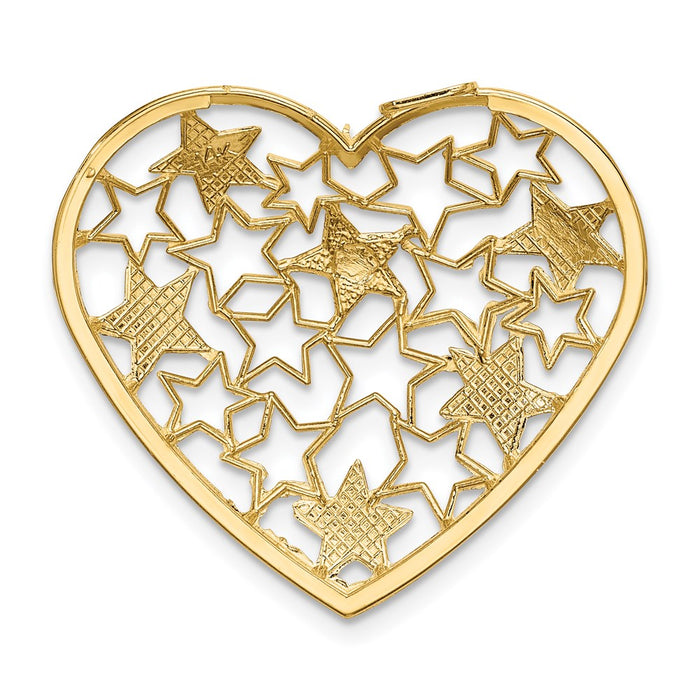 Million Charms 14K Yellow Gold Themed With Rhodium-plated Heart With Cut-Out Stars Pendant