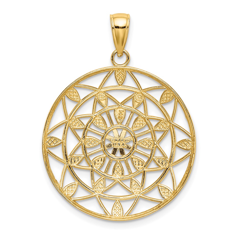 Million Charms 14K Yellow Gold Themed With Rhodium-Plated Cut-Out Stars & Diamond-Cut Leaf Pattern Charm