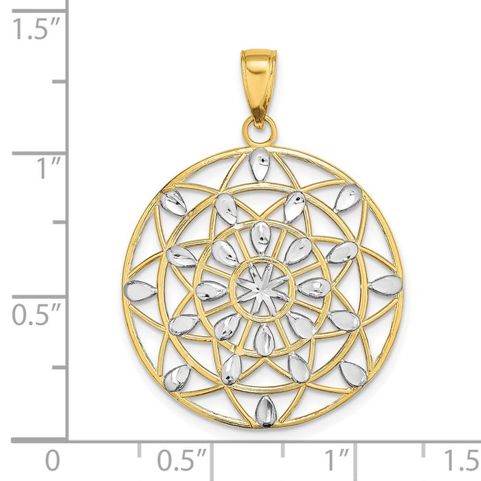 Million Charms 14K Yellow Gold Themed With Rhodium-Plated Cut-Out Stars & Diamond-Cut Leaf Pattern Charm