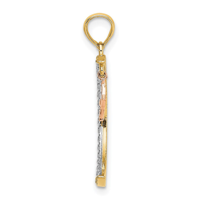 Million Charms 14K Yellow & Rose Gold Themed With Rhodium-plated Moon With Star Moveable Charm