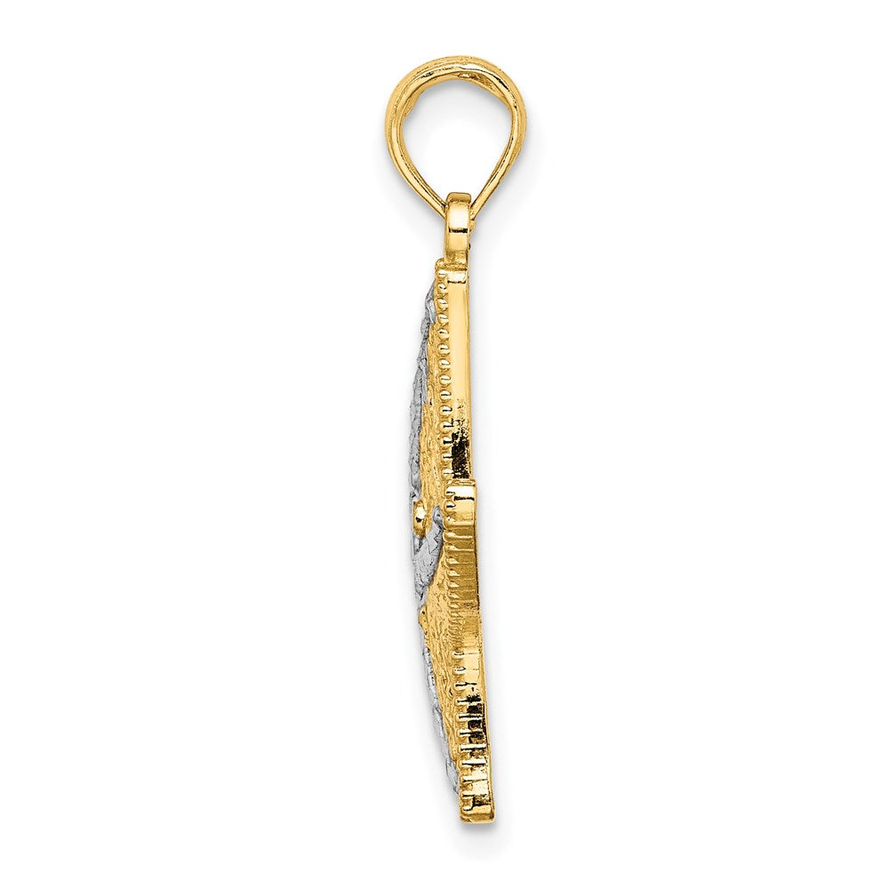 Million Charms 14K Yellow Gold Themed With Rhodium-Plated Diamond-Cut Small Nautical Starfish Charm