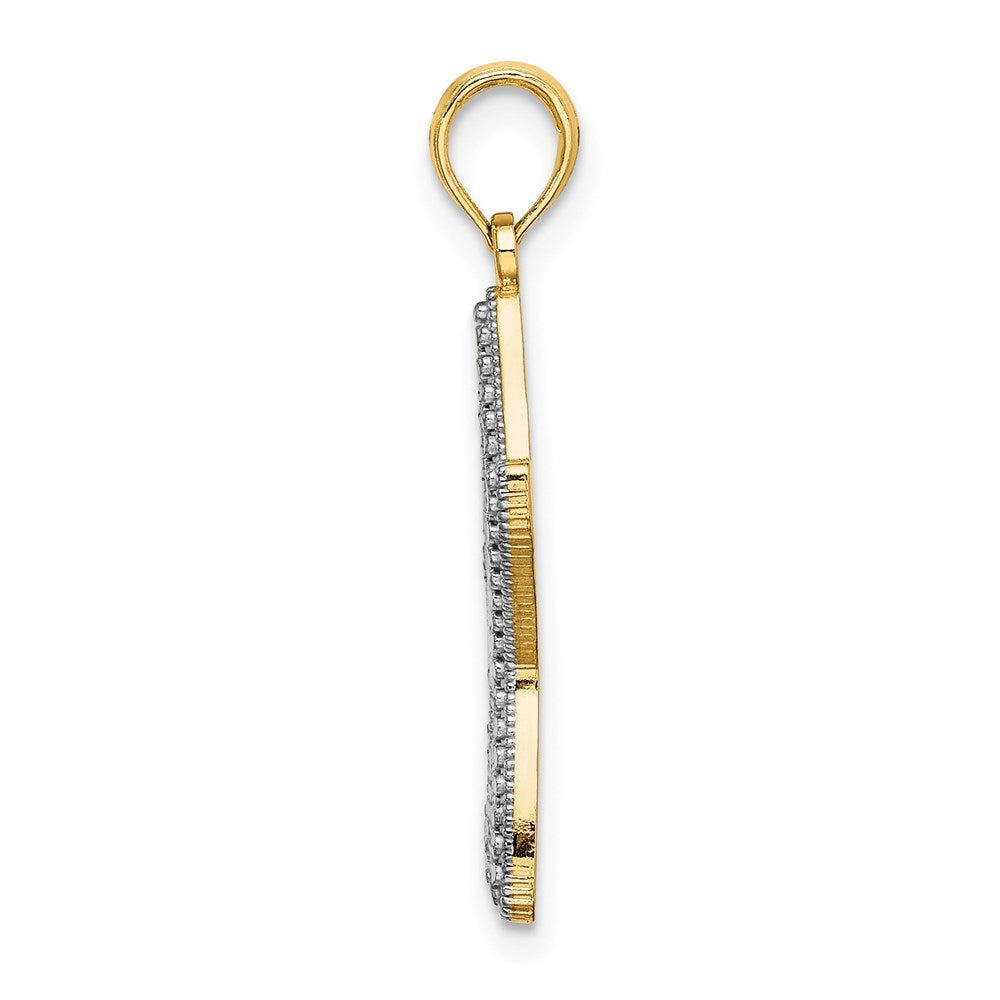 Million Charms 14K Yellow Gold Themed Diamond-Cut Small Nautical Starfish With Star Charm
