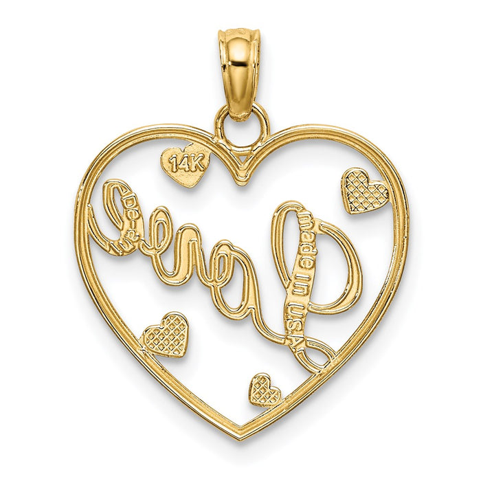 Million Charms 14K Love In Heart With Rhodium-Plated Heart Accents Charm