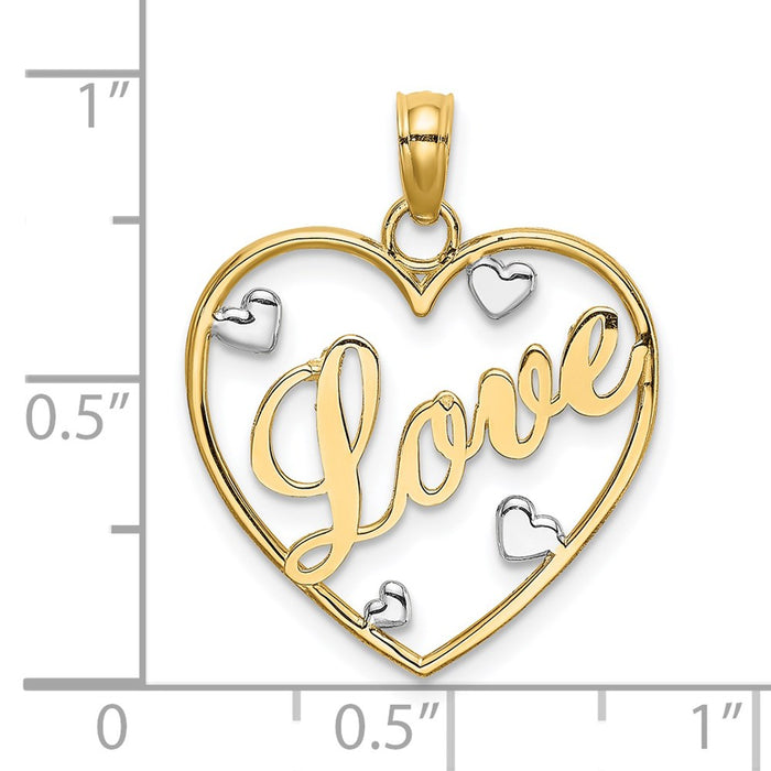 Million Charms 14K Love In Heart With Rhodium-Plated Heart Accents Charm