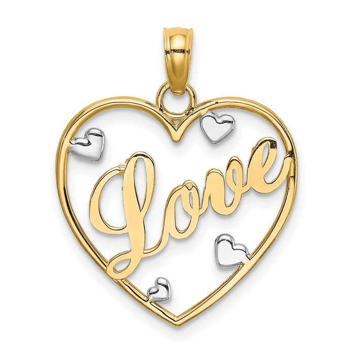 Million Charms 14K Love In Heart With Rhodium-Plated Heart Accents Charm