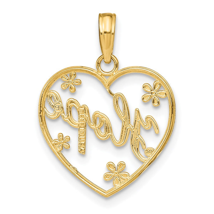 Million Charms 14K Yellow Gold Themed Hope In Heart With Rhodium-plated Flower Charm