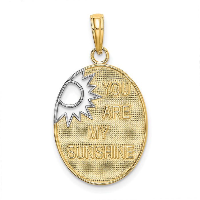 Million Charms 14K Yellow Gold Themed With Rhodium-plated You Are My Sunshine With Cut-Out Sun Charm