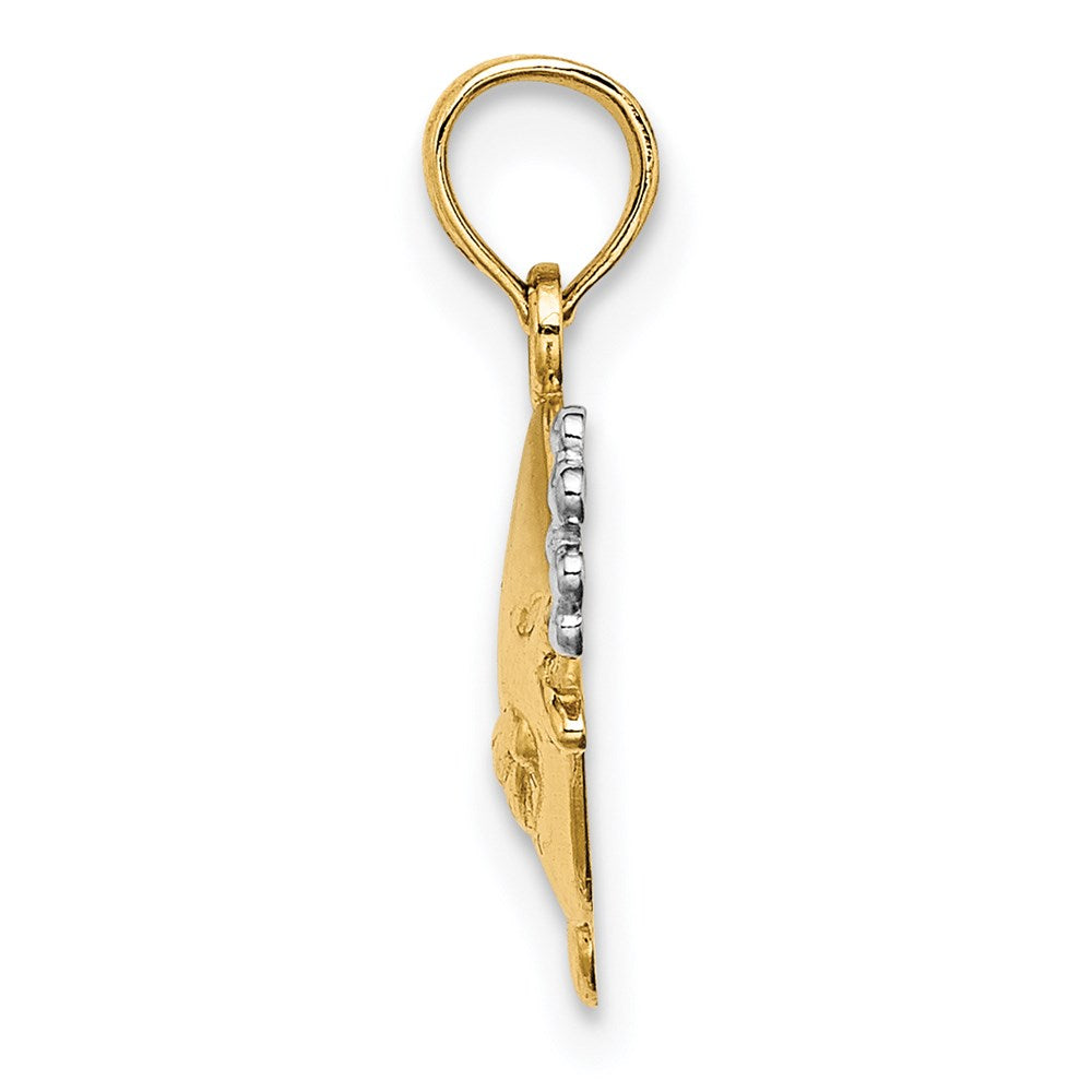 Million Charms 14K Yellow Gold Themed 2-D Fish & Bubbles Charm
