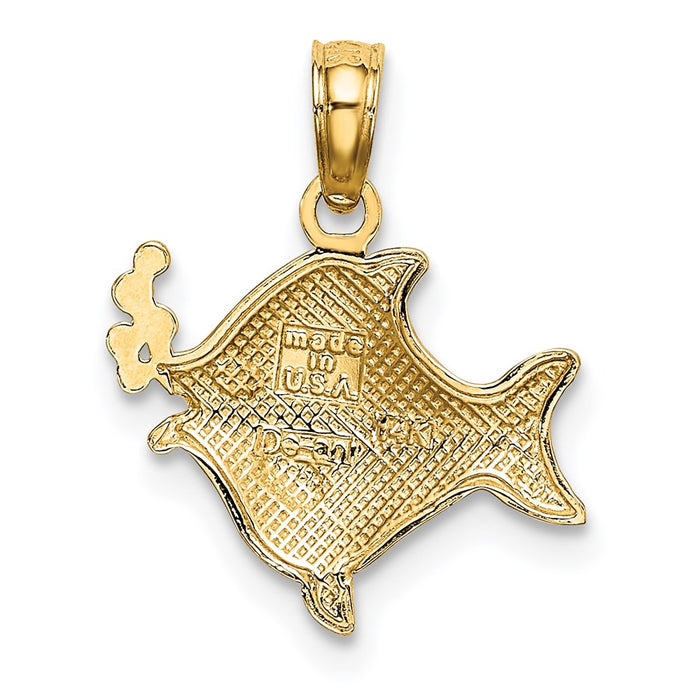 Million Charms 14K Yellow Gold Themed 2-D Fish & Bubbles Charm