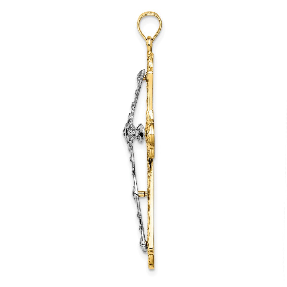 Million Charms 14K Two-Tone & Diamond-Cut Filigree Relgious Cross Charm