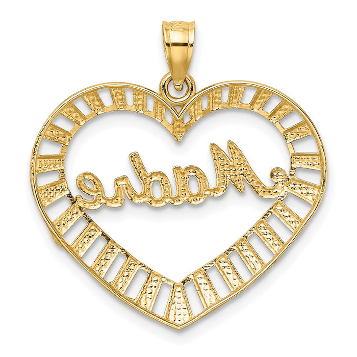 Million Charms 14K Yellow Gold Themed With Rhodium-plated Madre In Heart Charm