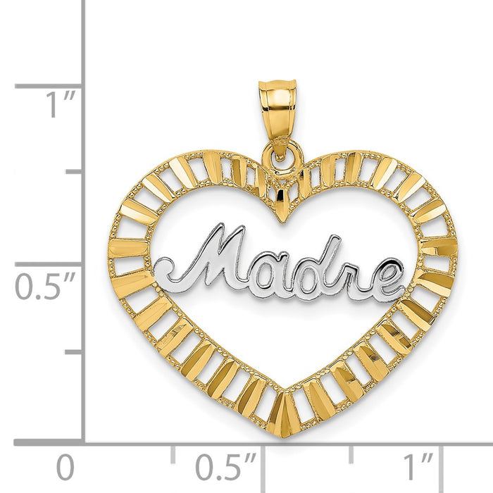 Million Charms 14K Yellow Gold Themed With Rhodium-plated Madre In Heart Charm